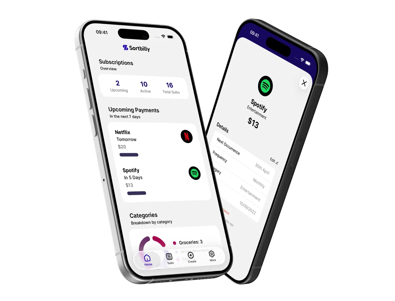 Mock up of the Sortbilly application running on mobile phones